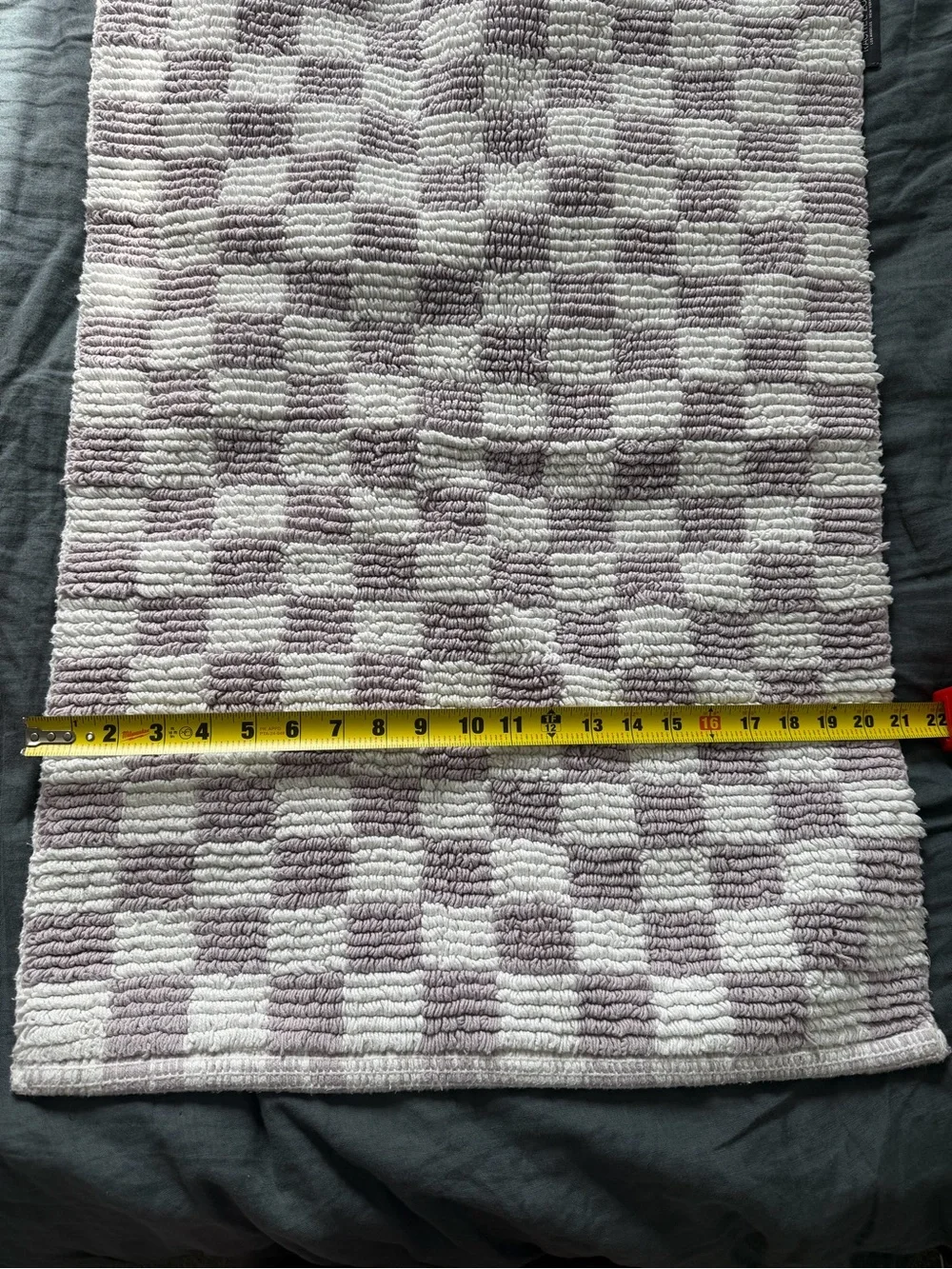 White and Lavender Checkerboard Bath Mat